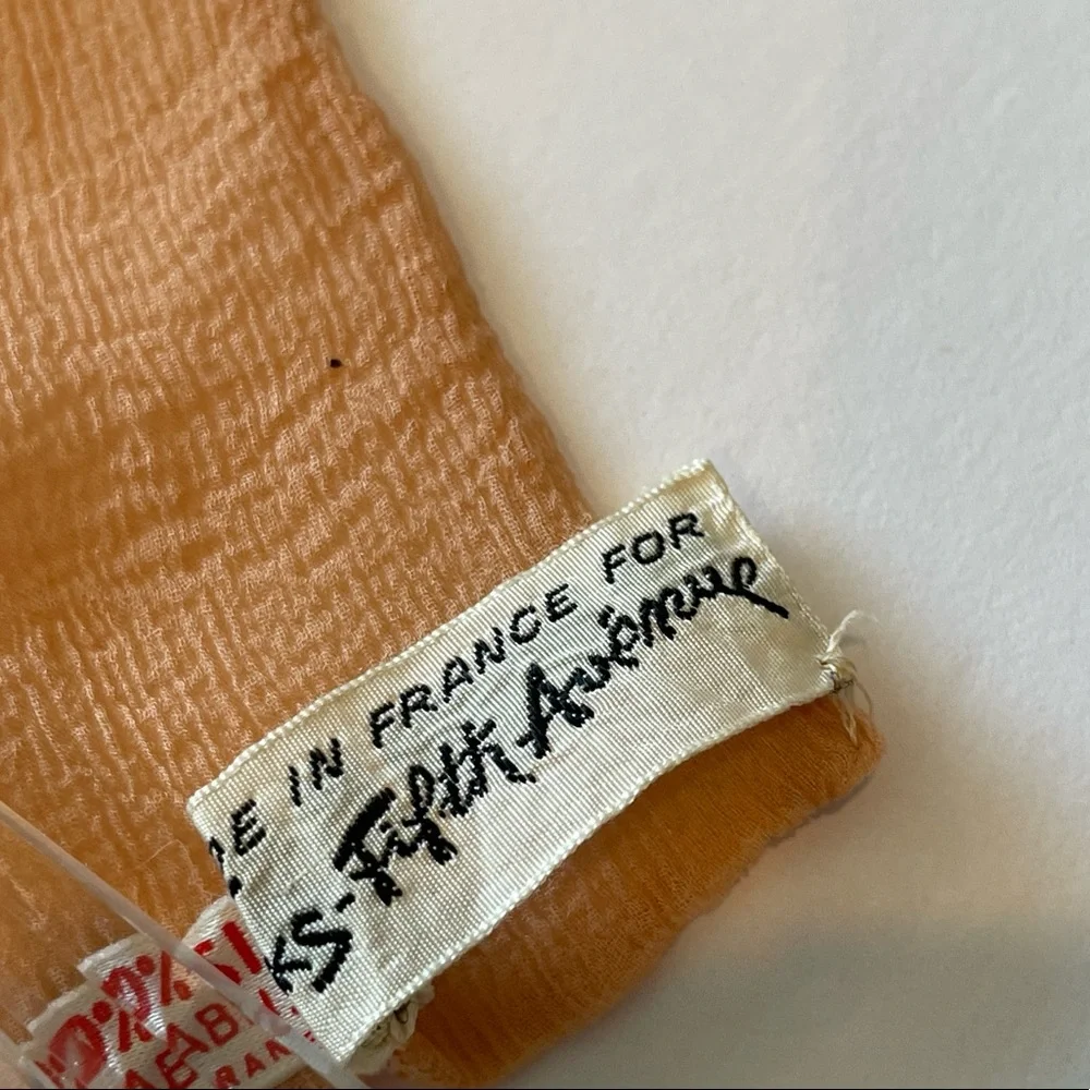 Saks Fifth Avenue Ombre Peach to Cream Silk Scarf